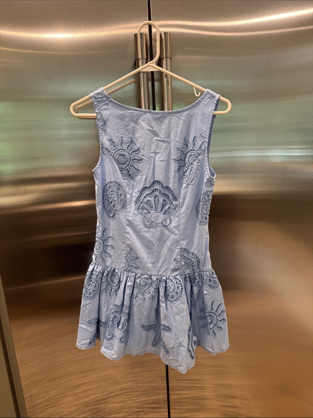 Caroline Constas Light Blue Sleeveless Embroidered Sundress